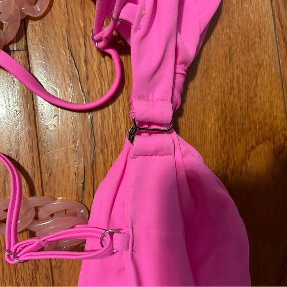 Cimi bikini set with mesh shorts cover up neon pink -  size medium - Picture 7 of 8